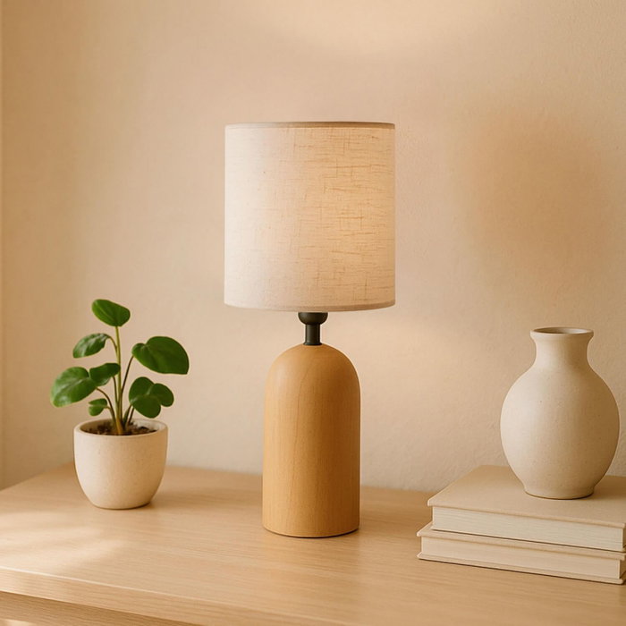 Opviq Lámpara de Mesa de Madera en Color Crema Opviq Lámpara de Mesa de Madera en Color Crema